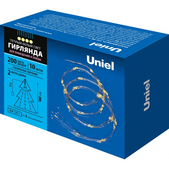 Гирлянда UNIEL ULD-E0200-200/STB/3AA WARM WHITE IP44 UL-00008667 Гирлянда UNIEL ULD-E0200-200/STB/3AA WARM WHITE IP44 UL-00008667