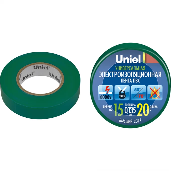 Изоляционная лента UNIEL UIT-135P 20/15/01 GRN 04486 Изоляционная лента UNIEL UIT-135P 20/15/01 GRN 04486