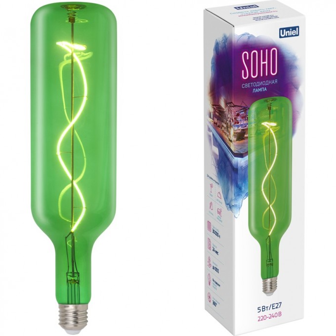 Лампа светодиодная UNIEL LED-SF21-5W/SOHO/E27/CW GREEN GLS77GR UL-00007627 Лампа светодиодная UNIEL LED-SF21-5W/SOHO/E27/CW GREEN GLS77GR UL-00007627