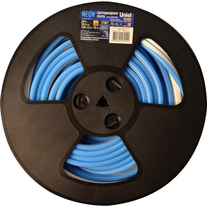Светодиодная лента UNIEL ULS-N11-2835-120LED/m-8mm-IP67-DC24V-10W/m-15M-BLUE катушка в герметичной упаковке UL-00009099 Светодиодная лента UNIEL ULS-N11-2835-120LED/m-8mm-IP67-DC24V-10W/m-15M-BLUE катушка в герметичной упаковке UL-00009099