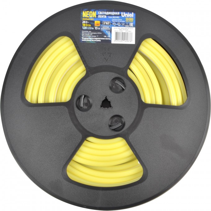Светодиодная лента UNIEL ULS-N11-2835-120LED/m-8mm-IP67-DC24V-10W/m-15M-YELLOW катушка в герметичной упаковке UL-00009102 Светодиодная лента UNIEL ULS-N11-2835-120LED/m-8mm-IP67-DC24V-10W/m-15M-YELLOW катушка в герметичной упаковке UL-00009102