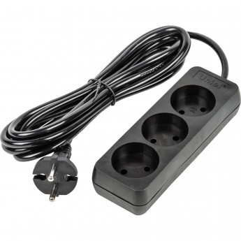 Удлинитель UNIEL S-CU3-3 BLACK серии Ultra, шнур 3м., 3 гнезда, 10A, б/з