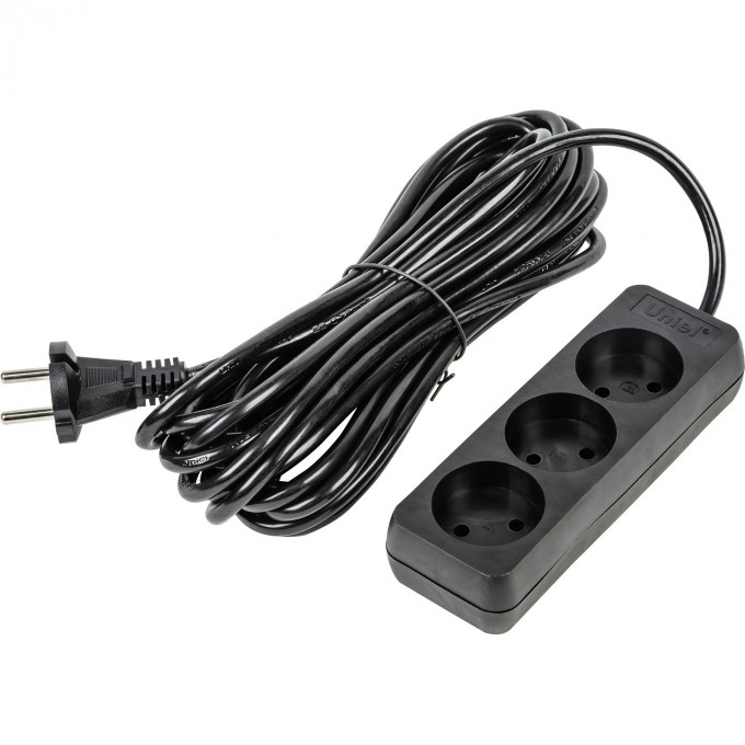 Удлинитель UNIEL S-CU3-7 BLACK серии Ultra, шнур 7м., 3 гнезда, 10A, б/з UL-00009987 Удлинитель UNIEL S-CU3-7 BLACK серии Ultra, шнур 7м., 3 гнезда, 10A, б/з UL-00009987