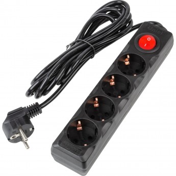 Удлинитель UNIEL S-GCU4-3B BLACK серии Ultra, шнур 3м., 4 гнезда, 16A, с/з