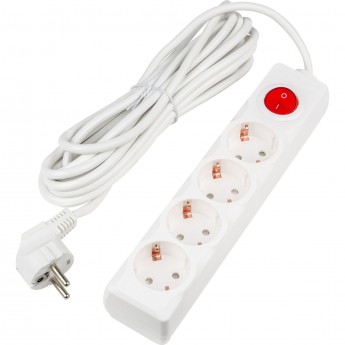 Удлинитель UNIEL S-GCU4-5B WHITE серии Ultra, шнур 5м., 4 гнезда, 16A, с/з