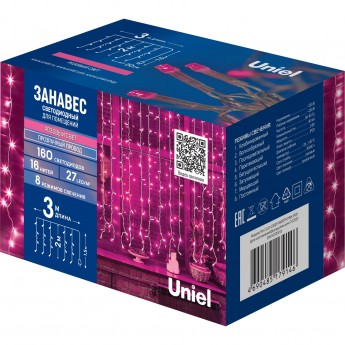 Занавес светодиодный UNIEL ULD-C3020-160/DTA PINK IP20
